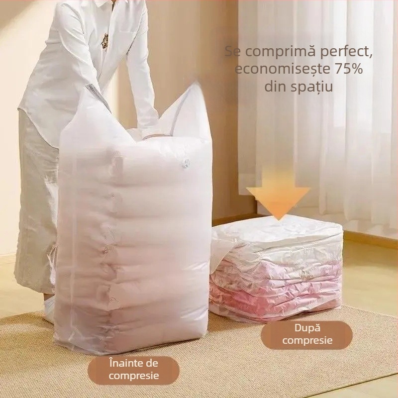 Sac de vid X pentru compresie 3D, fără pompă, utilizare dublă, transparent, capacitate mare, rezistent la umezeală