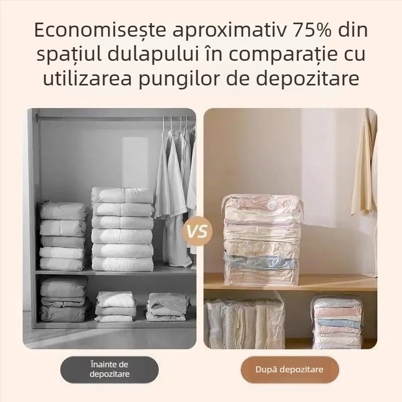 Sac de vid X pentru compresie 3D, fără pompă, utilizare dublă, transparent, capacitate mare, rezistent la umezeală