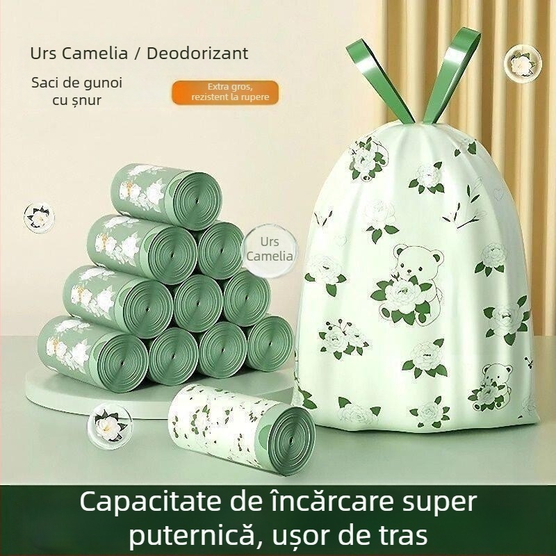 100 pungi de gunoi pentru uz casnic, cu șnur, rezistente la rupere, mari, pentru gunoiul de bucătărie, extra groase