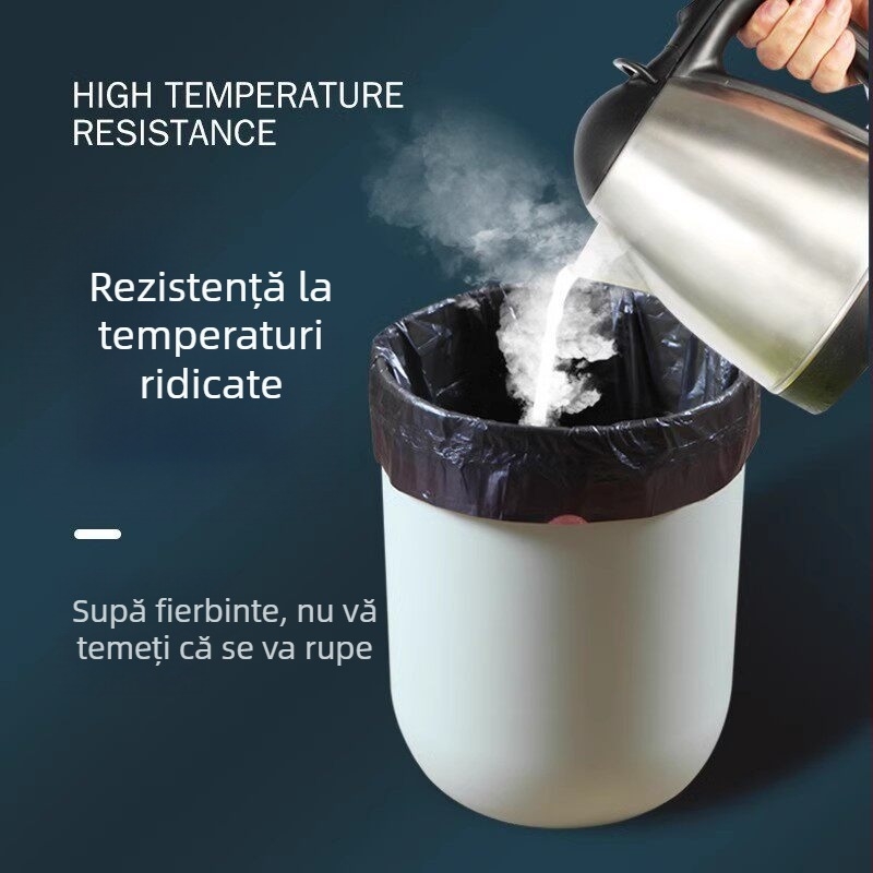 Saci de gunoi pentru uz casnic, cu șnur, groși, negri, mari, pentru bucătărie, închidere automată, pachet economic