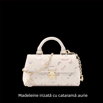 Madeleine mov gradient, piele naturală cu luciu irizat, geantă de mână versatilă pentru femei, crossbody/umăr