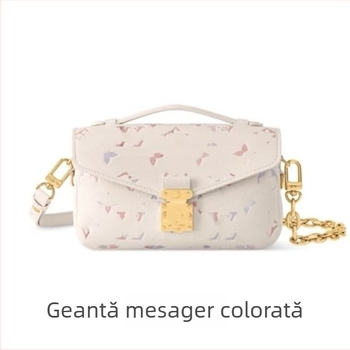 Madeleine mov gradient, piele naturală cu luciu irizat, geantă de mână versatilă pentru femei, crossbody/umăr