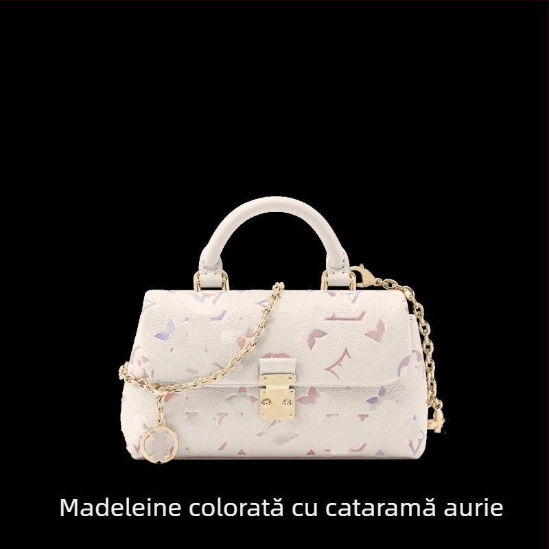 Madeleine mov gradient, piele naturală cu luciu irizat, geantă de mână versatilă pentru femei, crossbody/umăr