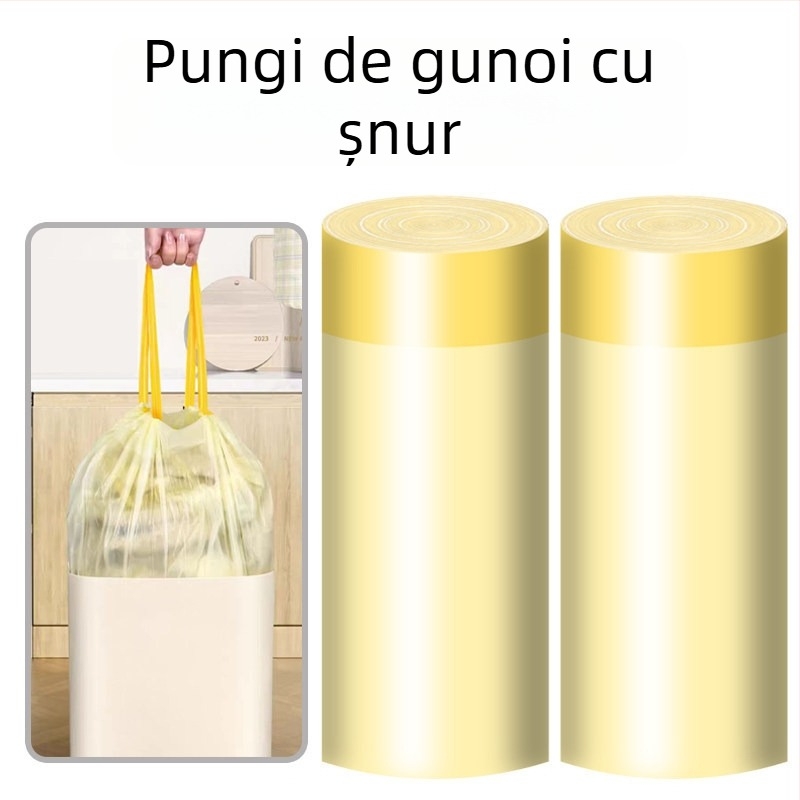 100 saci de gunoi menajeri, cu șnur, de mari dimensiuni, groși, pentru gunoi de bucătărie