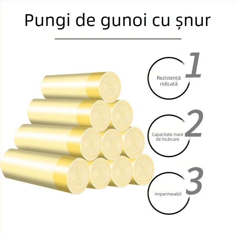 100 saci de gunoi menajeri, cu șnur, de mari dimensiuni, groși, pentru gunoi de bucătărie