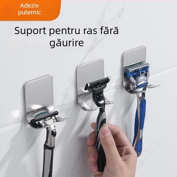 Suport din oțel inoxidabil pentru rasor, cu cârlig puternic, suport multifuncțional pentru ras și organizator de cabluri, cârlig fără cui