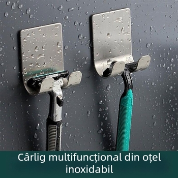 Suport din oțel inoxidabil pentru rasor, cu cârlig puternic, suport multifuncțional pentru ras și organizator de cabluri, cârlig fără cui