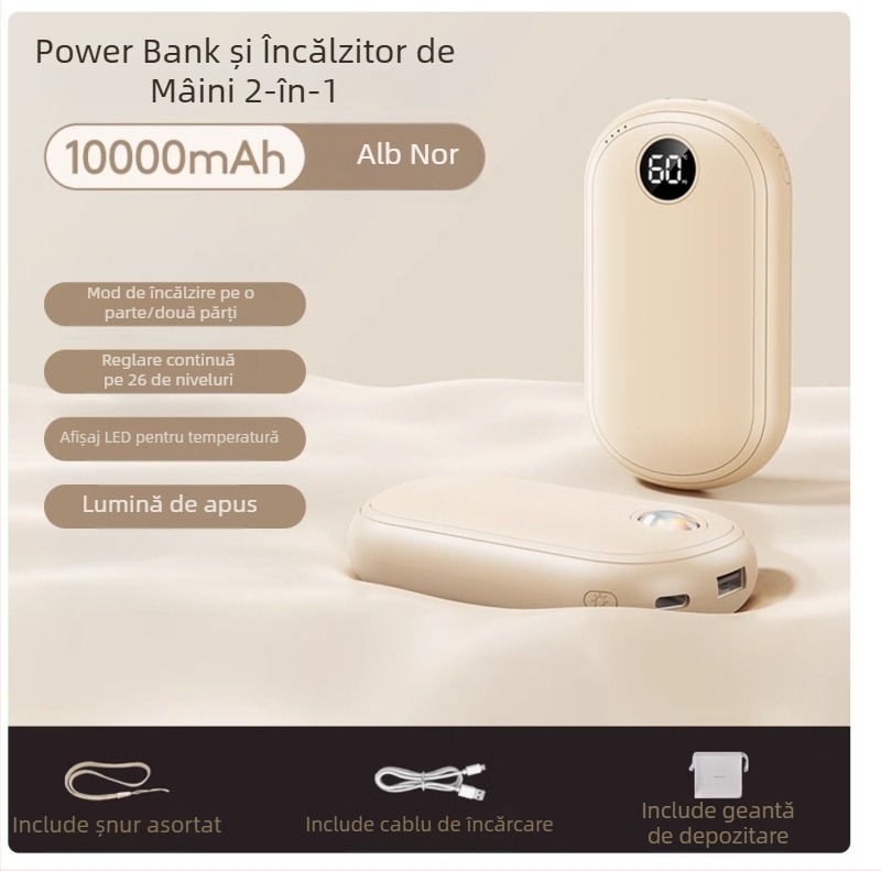Lampa de apus cu încălzire pe ambele fețe, încălzitor USB pentru mâini și powerbank 2 în 1