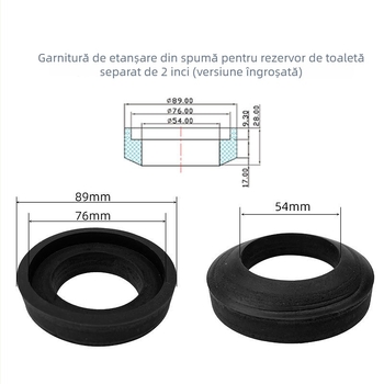 Inel etanș cu spumă pentru rezervorul de toaletă, 2 inch, design divizat, potrivit pentru toalete tip squat și standard