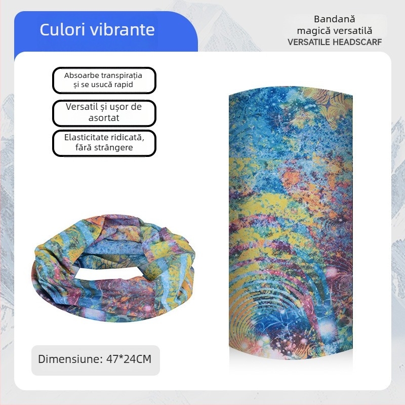 Șal magic pentru ciclism cu protecție solară, mască facială cu acoperire integrală, mască facială versatilă, fular subțire din Ice Silk pentru gât, pentru exterior și pescuit.