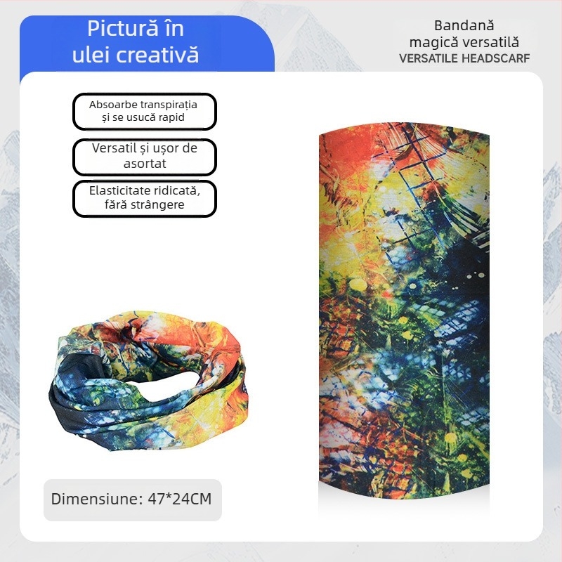 Șal magic pentru ciclism cu protecție solară, mască facială cu acoperire integrală, mască facială versatilă, fular subțire din Ice Silk pentru gât, pentru exterior și pescuit.