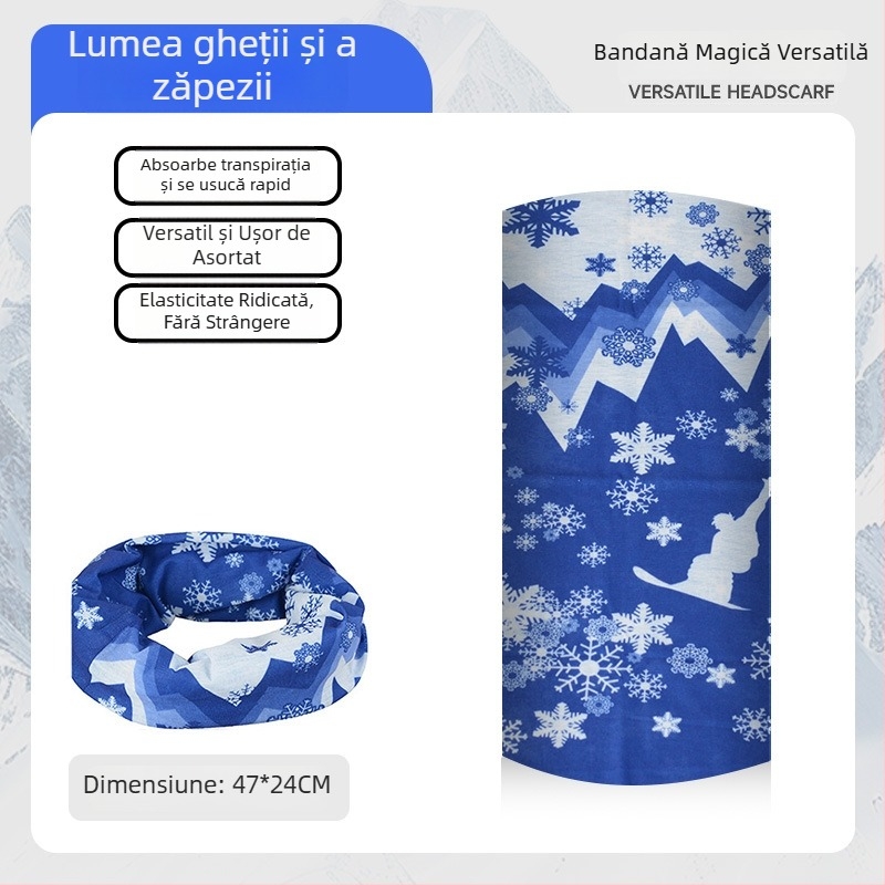 Șal magic pentru ciclism cu protecție solară, mască facială cu acoperire integrală, mască facială versatilă, fular subțire din Ice Silk pentru gât, pentru exterior și pescuit.