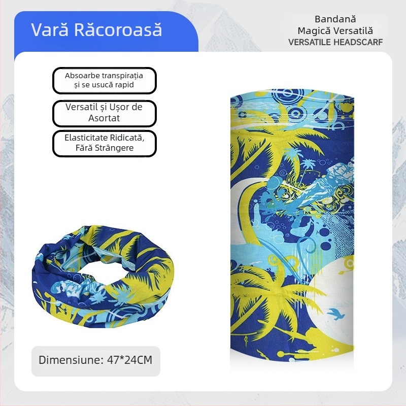 Șal magic pentru ciclism cu protecție solară, mască facială cu acoperire integrală, mască facială versatilă, fular subțire din Ice Silk pentru gât, pentru exterior și pescuit.