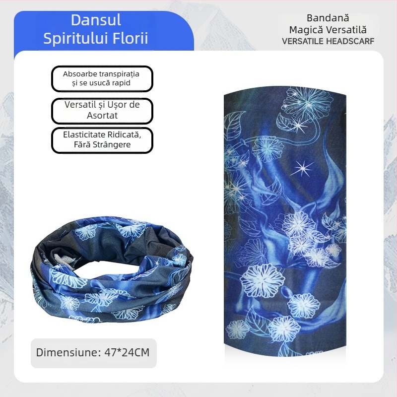 Șal magic pentru ciclism cu protecție solară, mască facială cu acoperire integrală, mască facială versatilă, fular subțire din Ice Silk pentru gât, pentru exterior și pescuit.