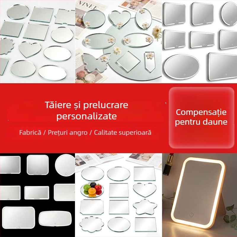 Lentilă de sticlă pentru oglindă de machiaj LED, oglindă mică neregulată, tăiere DIY pentru forme speciale din sticlă cosmetică