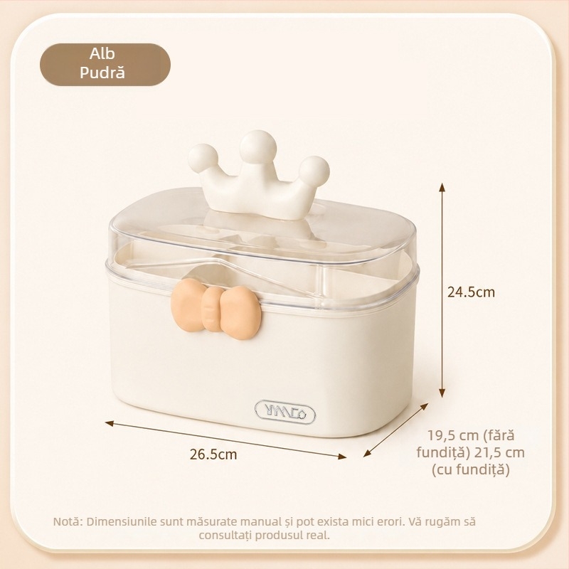 Cutie transparentă pentru medicamente, cu două niveluri și capac, patru compartimente, PP+PET, rezistentă la praf, pentru uz casnic.