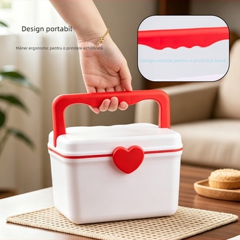 Cutie de medicamente cu capacitate mare, cu patru compartimente, pentru uz casnic