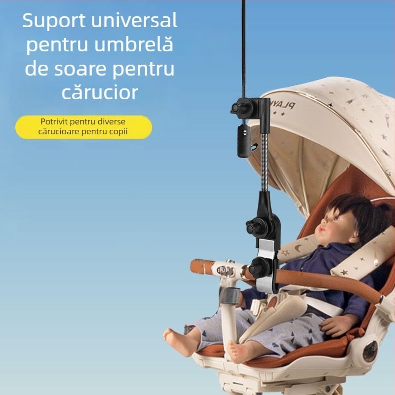 Suport pentru umbrelă pentru cărucior, suport umbrelă pentru camping sau mașină, clips umbrelă pentru pescuit