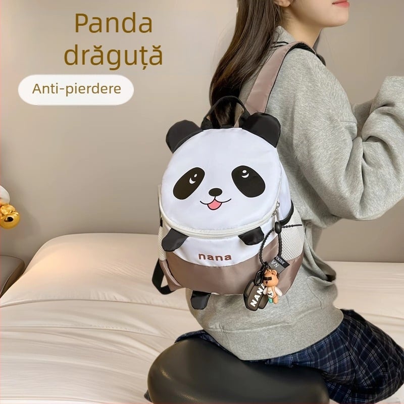 Rucsac drăguț pentru grădiniță cu panda roșu — din nylon, respirabil și durabil.
