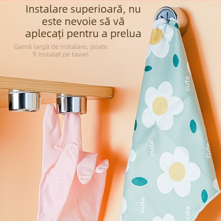 Suport pentru prosoape în stil japonez, montaj fără găuri, cârlig de depozitare pentru bucătărie, organizator pentru prosoapele de mână și de vase, pachet 2 buc