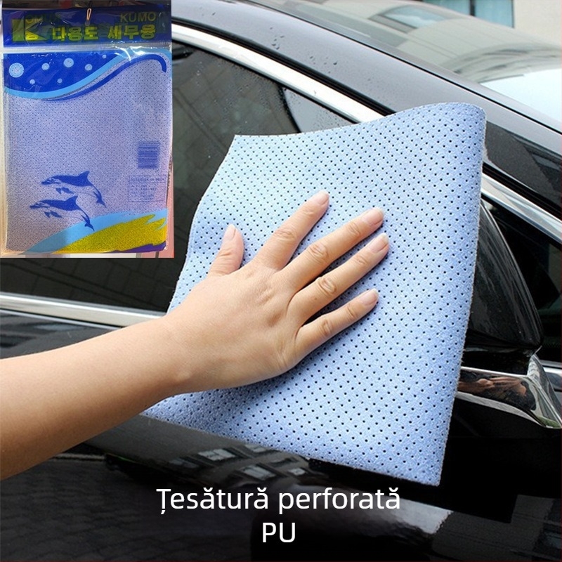 Prosop de curățare auto din microfibră perforat, gros, absorbant, fără urme, textură piele de cerb imitând mătasea insulei, cârpă magică