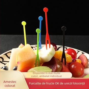 Bețișoare de fructe de unică folosință din bambus, bețe cu flori, furculițe pentru fructe, bețe pentru sushi și cocktailuri