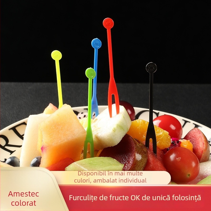 Bețișoare de fructe de unică folosință din bambus, bețe cu flori, furculițe pentru fructe, bețe pentru sushi și cocktailuri