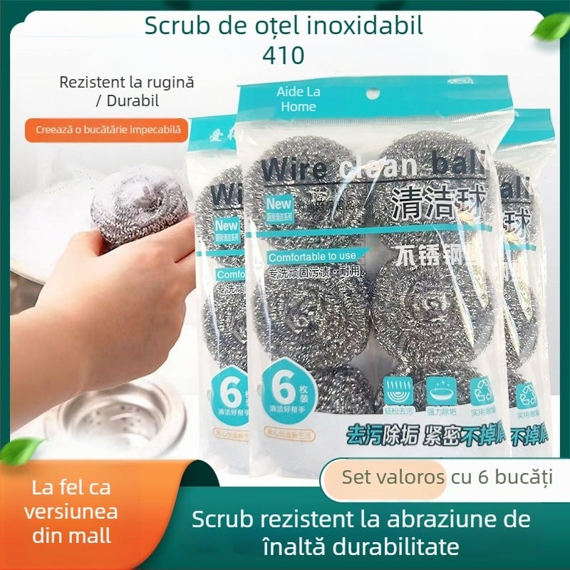Bilă din oțel inoxidabil pentru curățarea oalelor și a farfuriilor