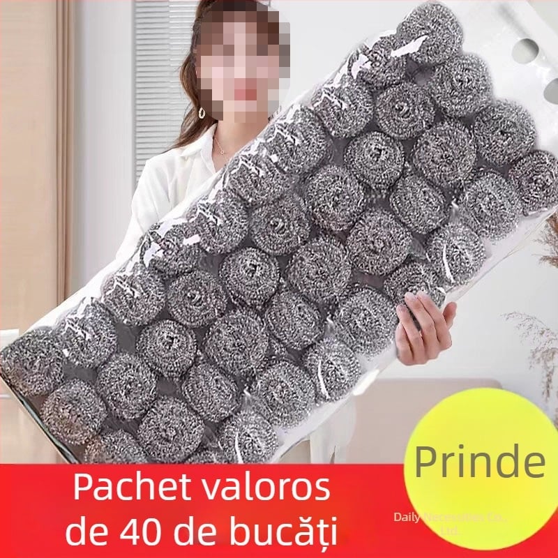 Perie din oțel inoxidabil cu bilă din sârmă și mâner – curățare bucătărie pentru vase, oale și boluri, uz casnic și comercial