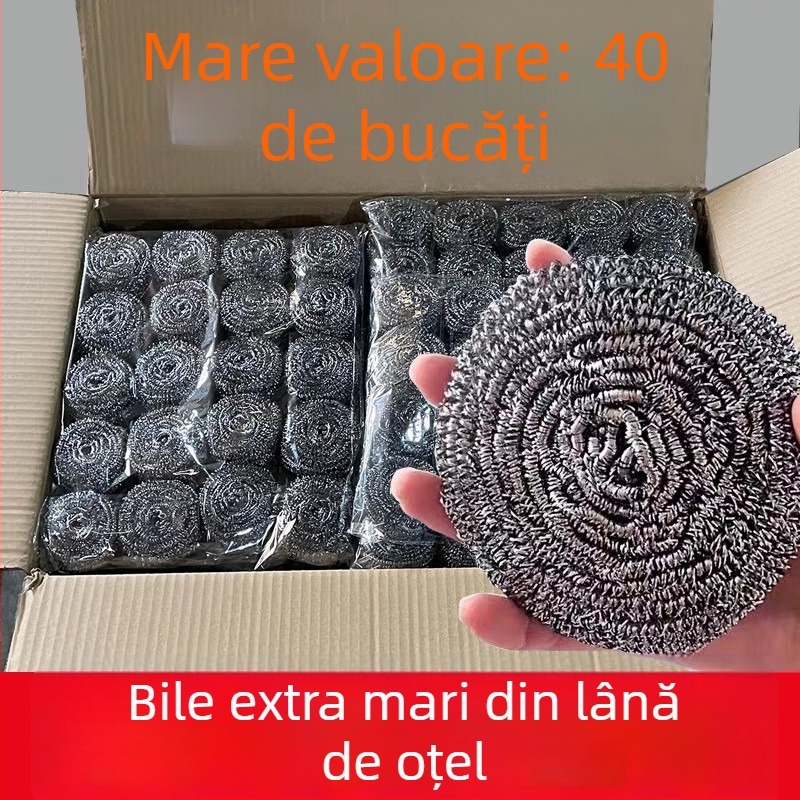 Perie din oțel inoxidabil cu bilă din sârmă și mâner – curățare bucătărie pentru vase, oale și boluri, uz casnic și comercial