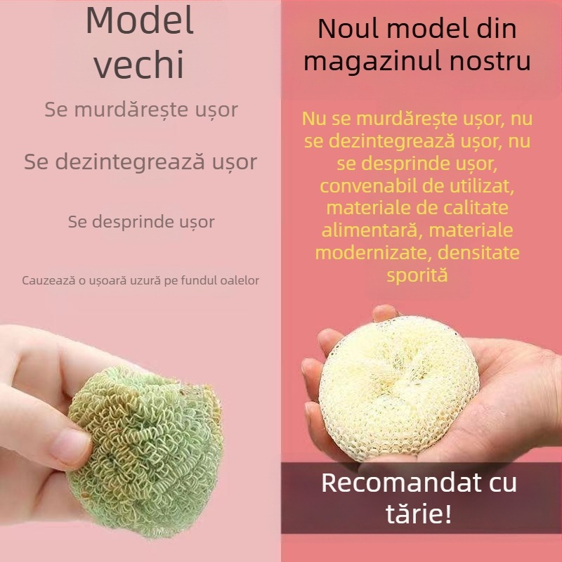 Bila de curățare din plastic pentru bucătărie și spălat vase, bilă abrazivă din nylon, perie nano pentru oale, perie pentru tigăi antiaderente