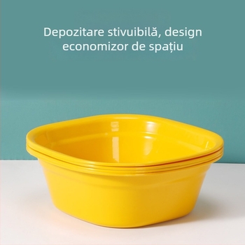 Vas de față din plastic pentru copii, cu motiv de rățușă cu flori, formă pătrată compactă