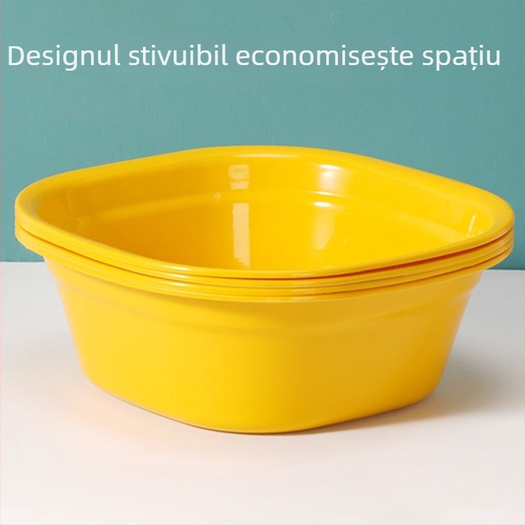 Vas de față din plastic pentru copii, cu motiv de rățușă cu flori, formă pătrată compactă