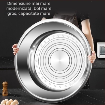 Vas mare din oțel inoxidabil alimentar, gros, pentru spălat fața, legume și aluat; potrivit pentru baie și spălare.