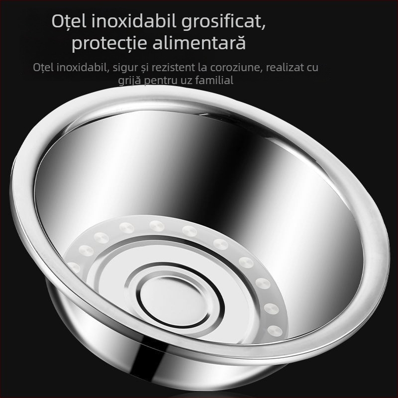 Vas mare din oțel inoxidabil alimentar, gros, pentru spălat fața, legume și aluat; potrivit pentru baie și spălare.
