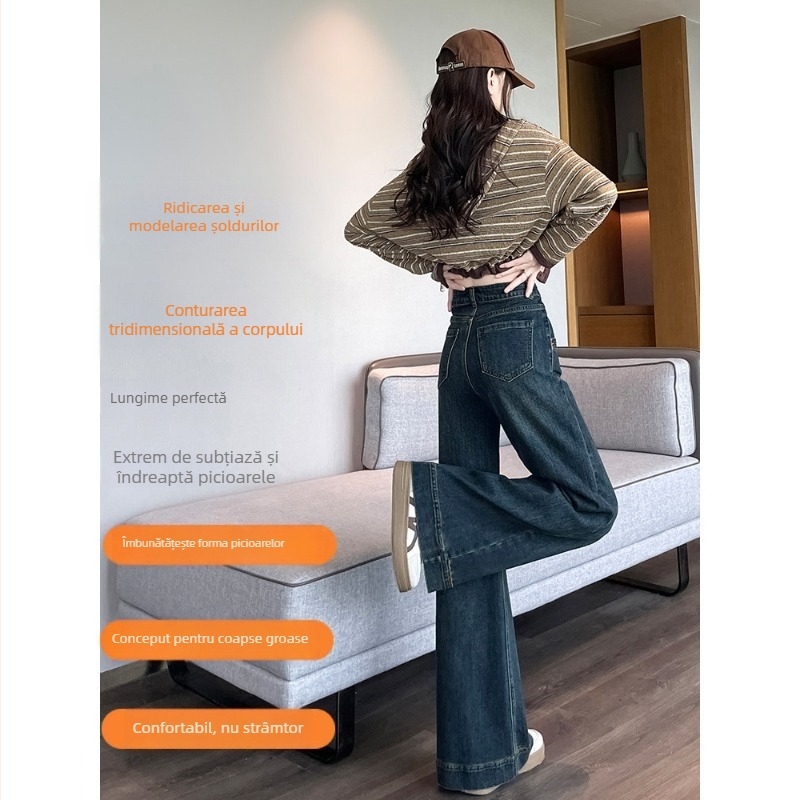 Jeans evazat pentru femei, croială largă, toamna-iarna 2025, design broderie cu litere