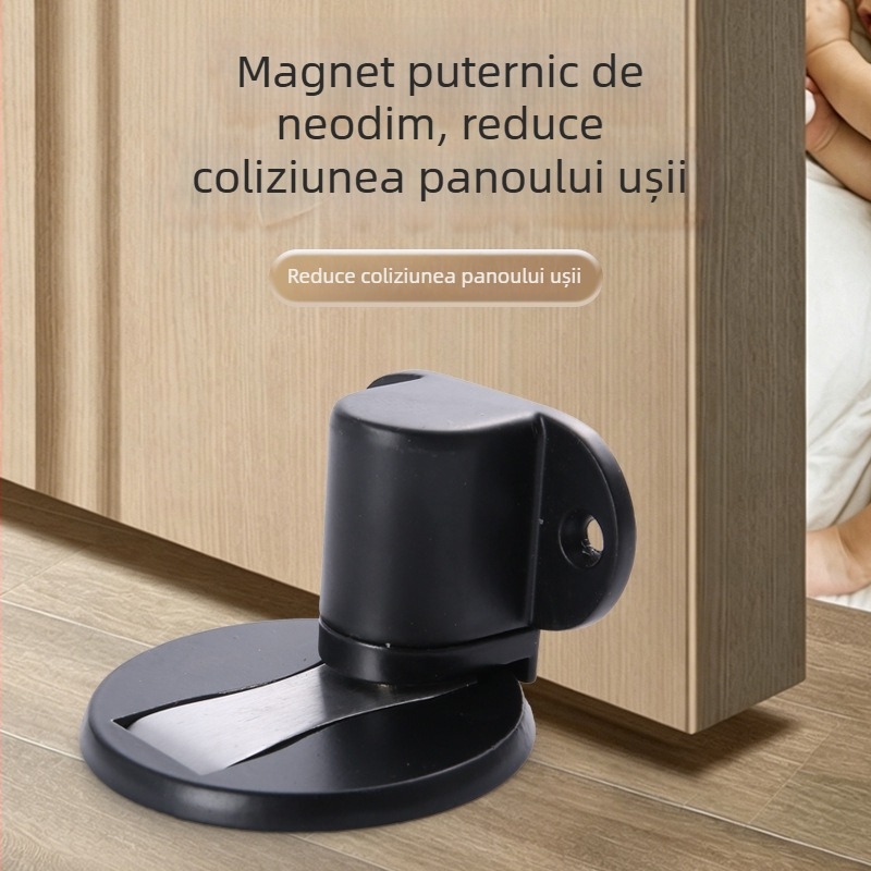 Stopper pentru ușă montat pe podea, oțel inoxidabil 304, tampon metalic gros, magnet puternic invizibil pentru uși din lemn, montare fără găuri