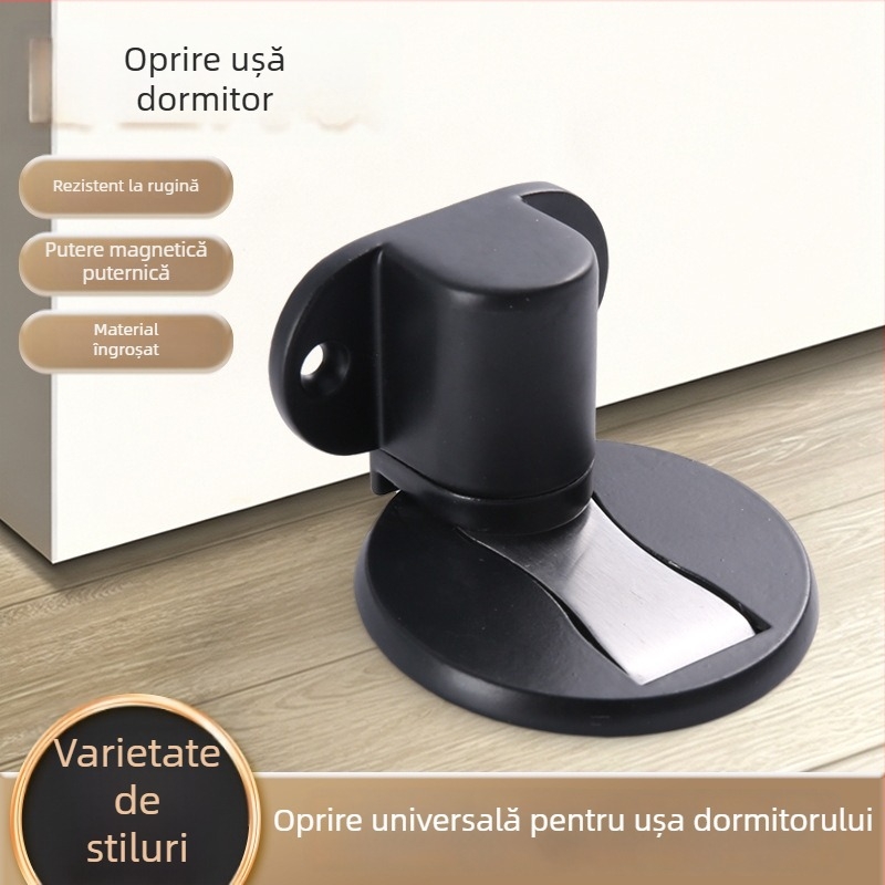 Stopper pentru ușă montat pe podea, oțel inoxidabil 304, tampon metalic gros, magnet puternic invizibil pentru uși din lemn, montare fără găuri