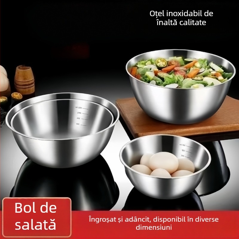 Vas pentru salată din oțel inoxidabil, multifuncțional, pentru marinare, coacere și frământare aluat