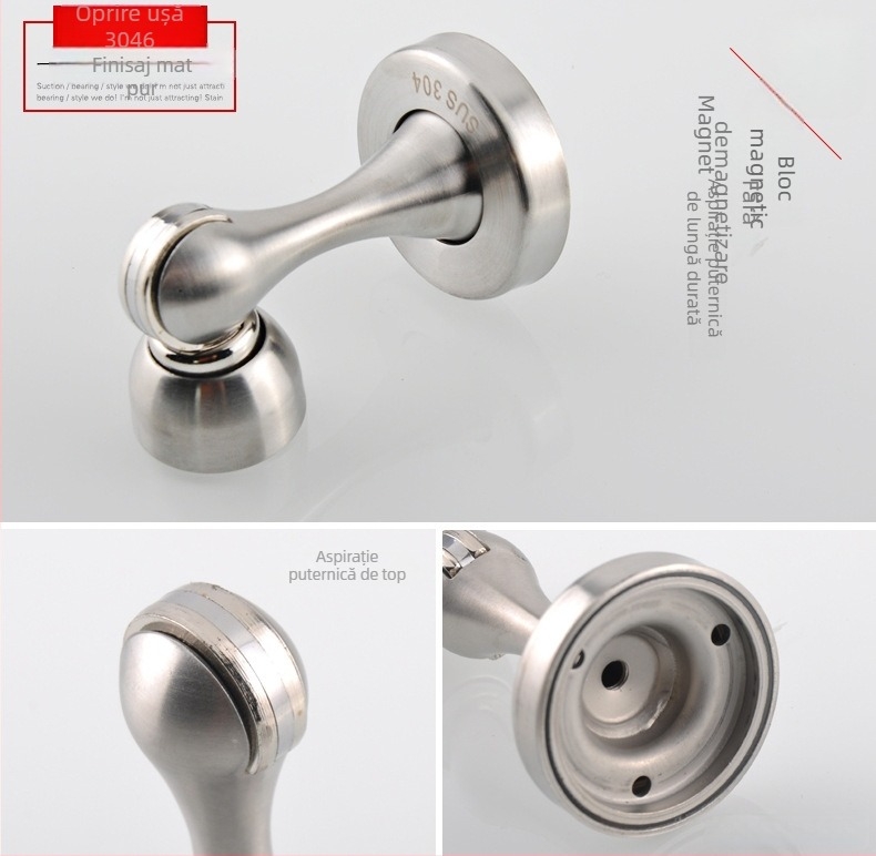 Gut 304 oțel inoxidabil – magnet pentru ușă pentru baie, rezistent la coroziune, montat pe perete, finisaj periat, modele 3406/3408.
