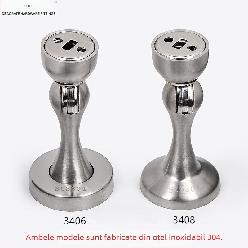Gut 304 oțel inoxidabil – magnet pentru ușă pentru baie, rezistent la coroziune, montat pe perete, finisaj periat, modele 3406/3408.