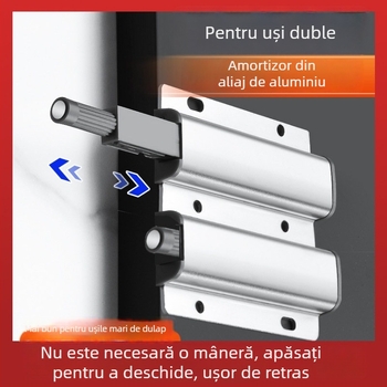 Gaofuya Aluminiu spațial - amortizor cu două uși, cu magnet, finisaj argintiu șlefuit – accesorii hardware mobilier, pentru mobilier, dulapuri și tatami