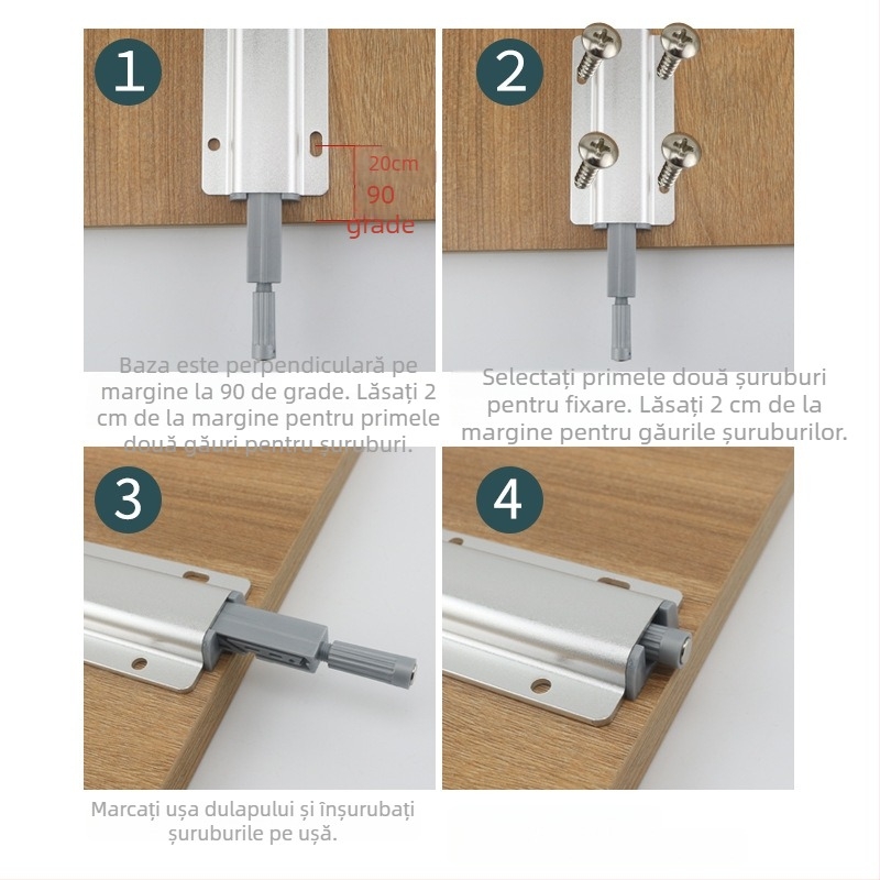 Gaofuya Aluminiu spațial - amortizor cu două uși, cu magnet, finisaj argintiu șlefuit – accesorii hardware mobilier, pentru mobilier, dulapuri și tatami