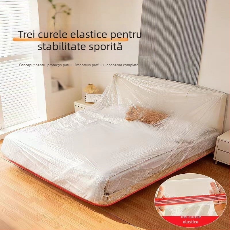 Husă de protecție împotriva prafului pentru pat, canapea și mobilier, mărită și îngroșată, cu șnur elastic, acoperire completă, portabilă.