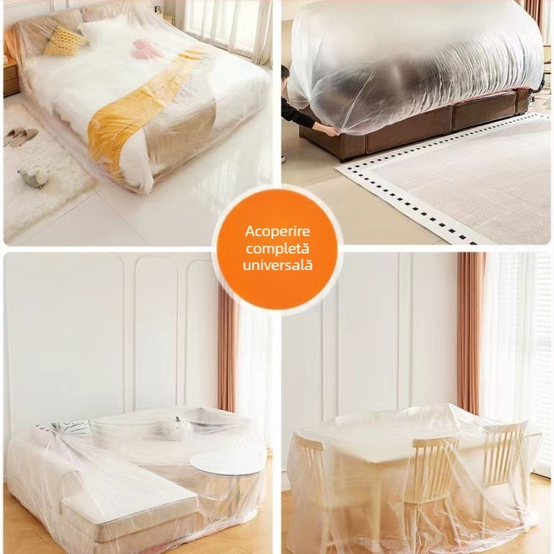 Husă de protecție împotriva prafului pentru pat, canapea și mobilier, mărită și îngroșată, cu șnur elastic, acoperire completă, portabilă.