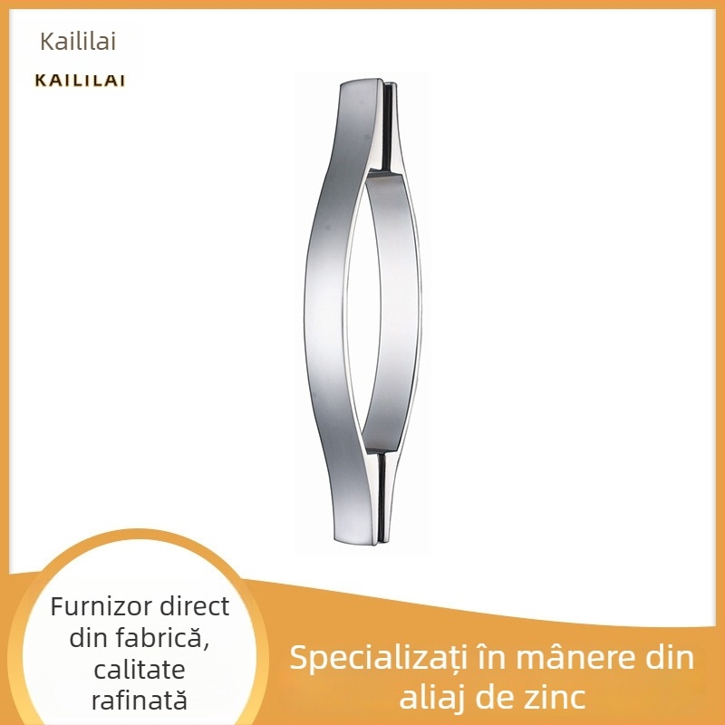 Maner pentru baie K206 din aliaj de zinc, finisare cromată, pentru cabina de duș, stil modern minimalist, formă arcuită, distanța dintre găurile de montaj reglabilă