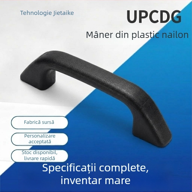 Mâner din nylon plastic negru cu capac, XAB71 pătrat pentru mobilier industrial