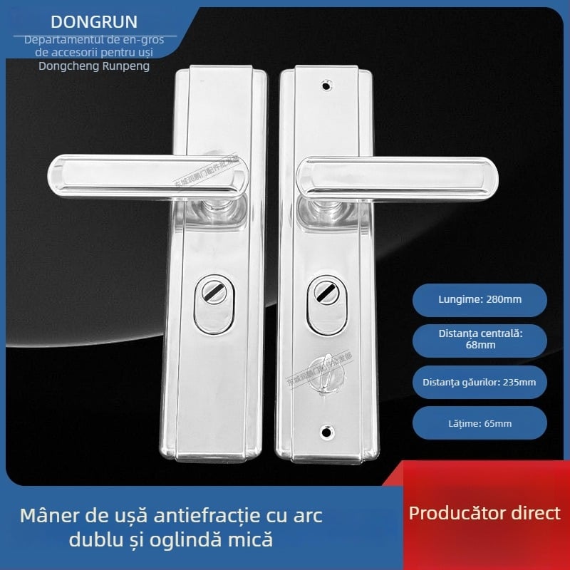 Mâner pentru ușă din oțel inoxidabil, mâner exterior pentru ușă de intrare, mâner cu arc dublu, încuietoare pentru ușa principală, protecție împotriva pătrunderii