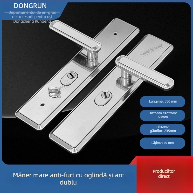 Mâner pentru ușă din oțel inoxidabil, mâner exterior pentru ușă de intrare, mâner cu arc dublu, încuietoare pentru ușa principală, protecție împotriva pătrunderii