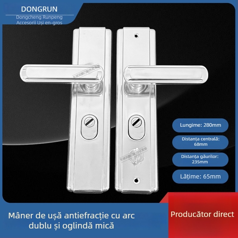 Mâner pentru ușă din oțel inoxidabil, mâner exterior pentru ușă de intrare, mâner cu arc dublu, încuietoare pentru ușa principală, protecție împotriva pătrunderii